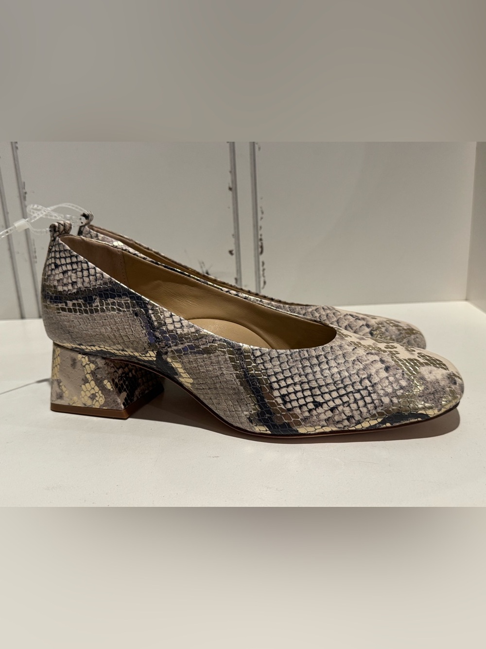Antonio Melani Gretchen Snakeskin Leather Block Heel Pumps 8M